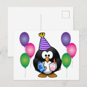 Carte Postale Mignon pingouin avec ballon (Devant / Derrière)