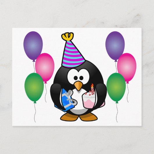 Carte Postale Mignon pingouin avec ballon (Devant)