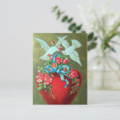 Carte Postale mignon Valentine oiseaux vintages (Debout devant)