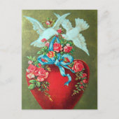 Carte Postale mignon Valentine oiseaux vintages (Devant)