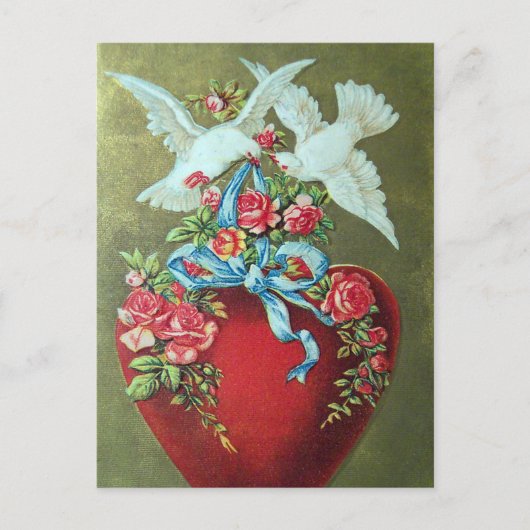 Carte Postale mignon Valentine oiseaux vintages (Devant)