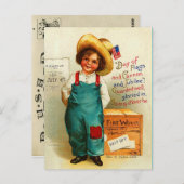 Carte Postale Mignon Vintage 4 juillet (Devant / Derrière)