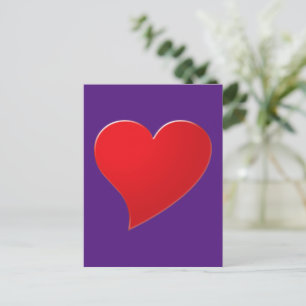 Carte Postale Mignon violet rouge grand coeur minimaliste modern