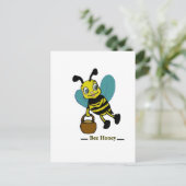 Carte Postale Mignonne abeille souriante et drôle à l'aquarelle (Debout devant)