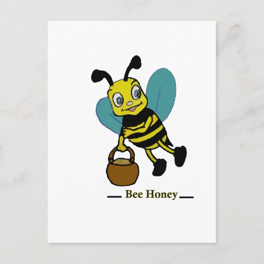 Carte Postale Mignonne abeille souriante et drôle à l'aquarelle (Devant)