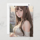 Carte postale mignonne Anime Woman (Devant / Derrière)