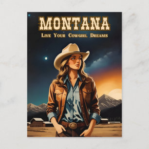 Carte Postale Mignonne Artsy Night Sky Montana Cowgirl