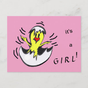 Carte postale mignonne Baby GIRL Chick Cartoon