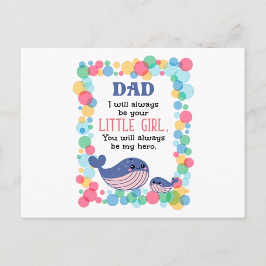 Carte Postale Mignonne Baleine Papa Je Serai Toujours Votre Peti (Devant)