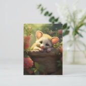 Carte Postale Mignonne bébé possum dormant dans le jardin (Debout devant)