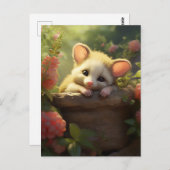 Carte Postale Mignonne bébé possum dormant dans le jardin (Devant / Derrière)