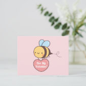 Carte Postale Mignonne Bee My Valentine Pun Doodle (Debout devant)