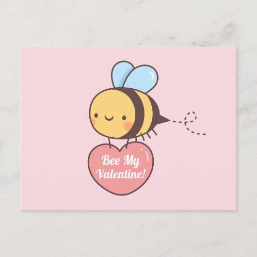 Carte Postale Mignonne Bee My Valentine Pun Doodle (Devant)