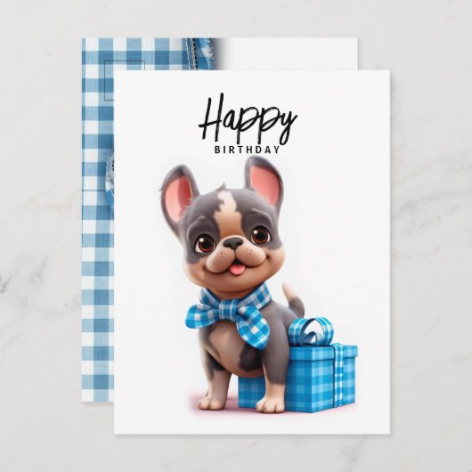 Carte Postale Mignonne bulldog française, drôle de chien en chem (Devant / Derrière)