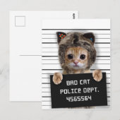 Carte Postale Mignonne chat mauvais garçon (Devant / Derrière)