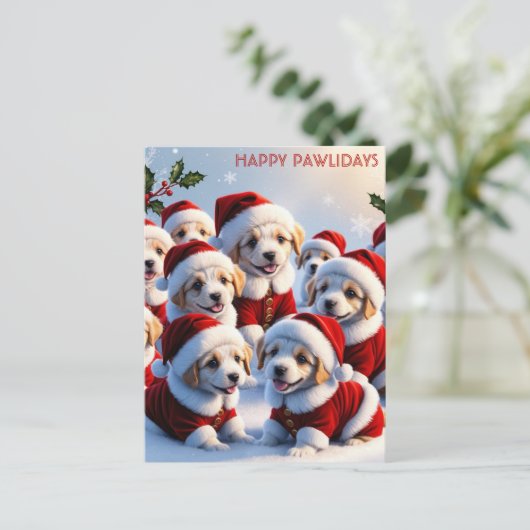 Carte Postale Mignonne Chien de Noël Chien Chien Chien Chien Chi (Debout devant)