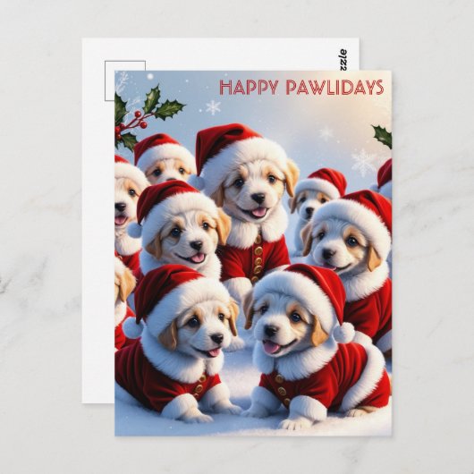 Carte Postale Mignonne Chien de Noël Chien Chien Chien Chien Chi (Devant / Derrière)