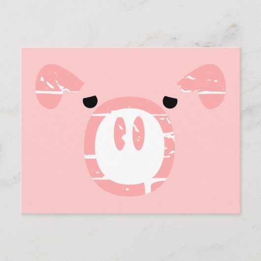Carte Postale Mignonne Cochon Visage illusion. (Devant)