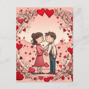 Carte Postale Mignonne couple amoureux