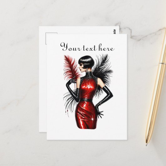 Carte Postale Mignonne dame ajouter du texte (Devant/Arrière en situation)