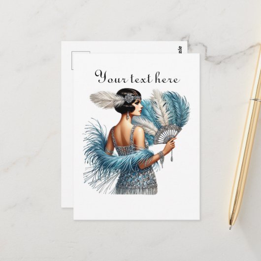 Carte Postale Mignonne dame ajouter du texte (Devant/Arrière en situation)