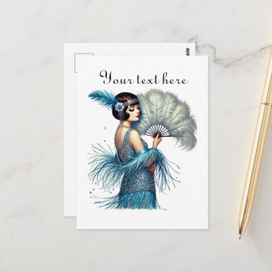 Carte Postale Mignonne dame ajouter du texte (Devant/Arrière en situation)