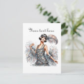 Carte Postale Mignonne dame ajouter du texte (Debout devant)