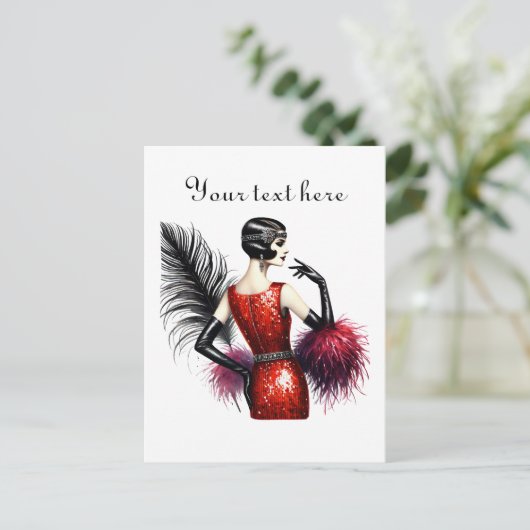 Carte Postale Mignonne dame ajouter du texte (Debout devant)