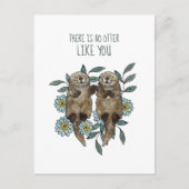 Carte postale mignonne de loutres qui pensent à vo (Devant)