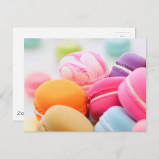 Carte Postale Mignonne dessert coloré Français Macaron (Devant / Derrière)