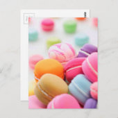 Carte Postale Mignonne dessert coloré Français Macaron (Devant / Derrière)