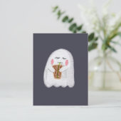 Carte postale mignonne d'Halloween - Fantôme fémin (Debout devant)