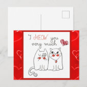 Carte Postale Mignonne Drôle Cartoon Chat Love (Devant / Derrière)