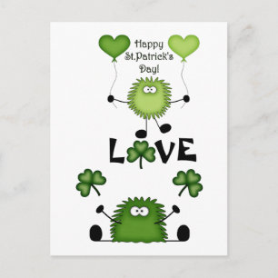 Carte Postale Mignonne Drôle Joyeux St Patrick's Day Fuzzies AMO