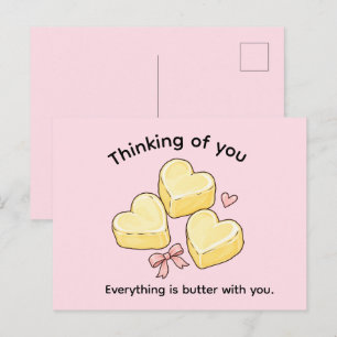 Carte Postale Mignonne en pensant à vous Tout est Beurre Avec Vo
