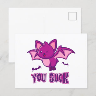Carte Postale Mignonne et drôle Halloween chauves-chauves-souris