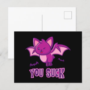 Carte Postale Mignonne et drôle Halloween chauves-chauves-souris