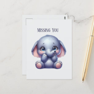 Carte Postale Mignonne Etant absent de vous éléphant