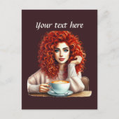 Carte Postale Mignonne femme de café ajouter du texte (Devant)
