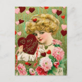 Carte Postale mignonne femme vintage Valentine (Devant)