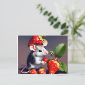 Carte postale mignonne fraise (Debout devant)