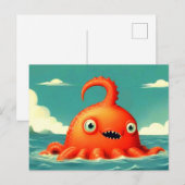 Carte postale Mignonne Funny Sea Monster (Devant / Derrière)