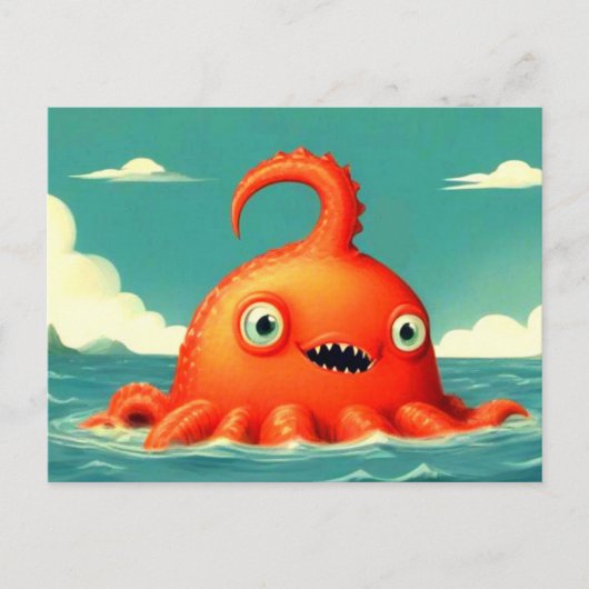 Carte postale Mignonne Funny Sea Monster (Devant)