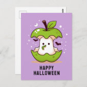 Carte postale mignonne Ghost et Apple Purple Hallo (Devant / Derrière)