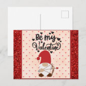 Carte Postale Mignonne Gnome Be My Valentine Valentines Day (Devant / Derrière)