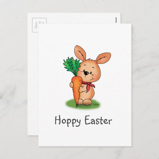 Carte postale mignonne Joyeuses Pâques de Pâques (Devant / Derrière)