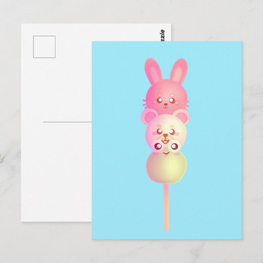 Carte Postale Mignonne Lapin, Ours Et Grenouille Dango (Devant / Derrière)