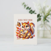 Carte Postale Mignonne Maman bébé écureuil ajouter du texte (Debout devant)