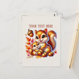 Carte Postale Mignonne Maman bébé écureuil ajouter du texte 