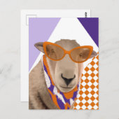 Carte Postale Mignonne Mouton Avec Lunettes (Devant / Derrière)